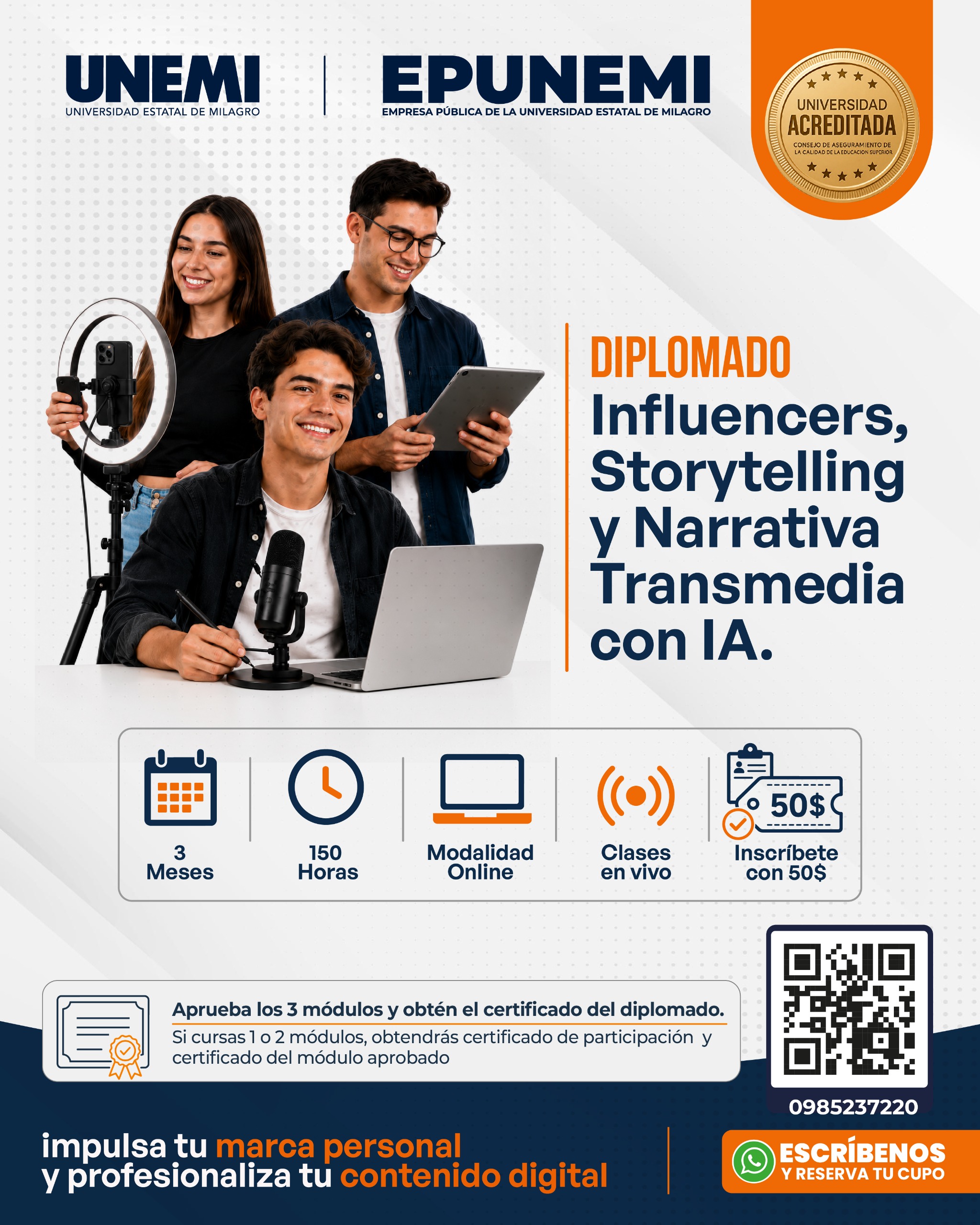 DIPLOMADO EN COMUNICACIÓN: INFLUENCERS, STORYTELLING Y NARRATIVAS TRANSMEDIA CON IA